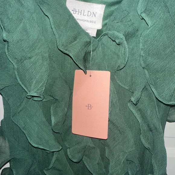 BHLDN Dark Green Ruffled Maxi Dress - Picture 2 of 7